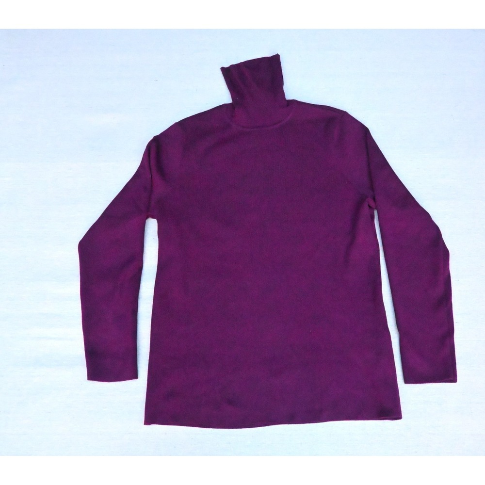Chicos Womens 2 Magenta Turtleneck Sweater Long Sleeve Pullover Lightweight Soft
